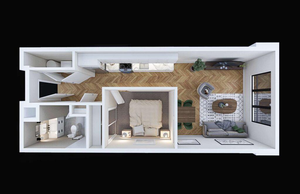 UrbanBuilt TheStandardOnBond 3DFloorPlan UnitBScheme2 Cam01 Draft v04